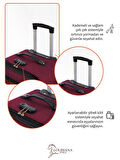 Gedox Orta ve Kabin Boy Valiz Seti 4 Teker Kumaş Valiz Bordo 1081
