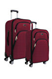 Gedox Orta ve Kabin Boy Valiz Seti 4 Teker Kumaş Valiz Bordo 1081