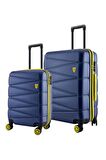 Orta Ve Kabin Boy 2'li Valiz Seti  4x2 Teker Lacivert 1164