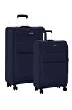 Pierre Cardin Ultra Light Hafif Lüx Kumaş 2'li Valiz Seti Büyük Boy - Orta Boy Lacivert PC4200