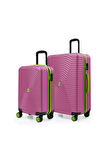 2'li Valiz Seti Büyük Boy - Kabin Boy Pembe 1169