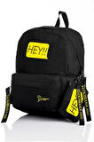 Laptop Bölmeli Okul Çantası Hey!!! Siyah Sarı 1525