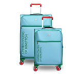 United Colors Of Benetton Ultra Light Hafif  Kumaş 2'li Valiz Seti Orta Boy - Kabin Boy Aqua BNT2100