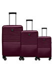 3'lü Valiz Seti Polikarbon Valiz 4x2 Teker Bordo 1811