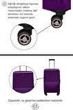 3'lü Valiz Seti Polikarbon Valiz 4x2 Teker Mor 1811