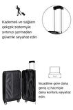 2'li Valiz Seti Polikarbon Orta Boy - Kabin Boy Valiz Parlak Siyah 1810