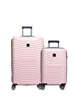 2'li Valiz Seti Polikarbon Orta Boy - Kabin Boy Valiz Pudra 1819