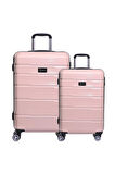 2'li Valiz Seti Polikarbon Orta Boy - Kabin Boy Valiz Pudra 1807