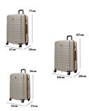 3'lü Valiz Seti Büyük Boy - Orta Boy - Kabin Boy Vizon-Taba 1168