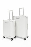Pierre Cardin Orta Ve Kabin Boy 2'li Set %100 Polipropilen Valiz Beyaz 04PC7090
