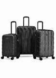 3'lü Valiz Seti Büyük Boy - Orta Boy - Kabin Boy Siyah-Siyah 1167-S