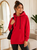 Kadın Kırmızı Kapşonlu Sweatshirt