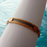 %100 Deri Çoklu Faset Kesi̇m Lacivert Akik Taşlı Bileklik Krom Mıknatıs Kapama 20 Cm 