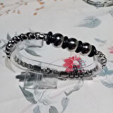 %100 Deri Saç Örme Ve Çelik Gold Aparatlı Bileklik Krom Kapama 22 Cm