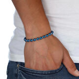 %100 Doğal Hematit Taşı Tüp Kesim Bileklik Mavi̇ 