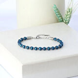 %100 Doğal Hematit Taşı Tüp Kesim Bileklik Mavi̇ 