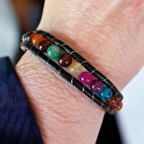 %100 Doğal 8 Mm Sarı Akik Taşlı Çelik İp Sarma Mıknatıs Kapama 