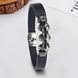 %100 Deri̇ 8 Mm Yeşil Akik Taşı Çelik İpli Bileklik Krom Mıknatıs Kapama