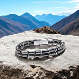 %100 Doğaltaş Pul Hematit Erkek Bileklik 20 cm