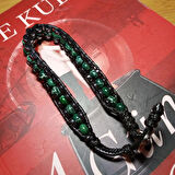 %100 Doğaltaş Çift Sıra Boru Hematit Erkek Bileklik Krom Mıknatıs Kapama 