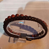 %100 Doğal Havlit Taşı Düğme Kapama Bileklik 18 Cm