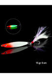 Glowlu Jig Yem 15Gr 6.cm Lrf Yem Lüfer Levrek Sarıkanat Yapay Yem Suni yem Tüylü Kanca jig Yem