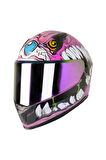 M 910 Lady Horus Lady Tam Pembe Kask (RENKLİ VİZÖR)