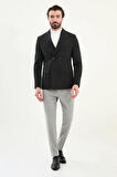 Mcr Çizgili Slim Fit Geniş Yaka Kruvaze Yün Erkek Ceket 41476