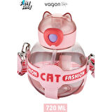 VAGONLİFE 720 ML KILIFLI VE PiPETLİ SU MATARASI Pembe