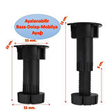 Ayarlanabilir Baza Ayağı 10-15 cm - 4 Adet, Tezgah ve Mobilya Ayağı