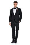  Siyah Slim Fit Jakarlı Smokin