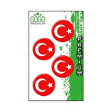 Gogo Damla Sticker 4'lü 3X3cm Türk Bayrağı