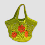 Uretti-VENHAR7589 - Vintage Görünümlü Makrome Çanta - Yeşil