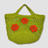 Uretti-VENHAR7589 - Vintage Görünümlü Makrome Çanta - Yeşil