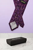Çiçekli Mor Kravat & Mendil