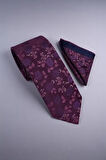 Çiçekli Mor Kravat & Mendil