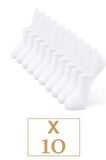 Unisex 10'lu Pamuklu Görünmez Sneakers Çorap Beyaz (EKONOMİK)
