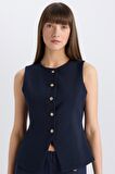 Regular Fit Bisiklet Yaka Yelek