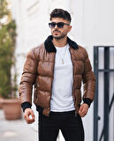 Kürk Yaka Suni Deri Crop Mont