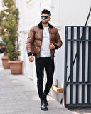 Kürk Yaka Suni Deri Crop Mont