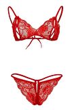 Suadela Giyim Kırmızı Dantelli Fantazi Sütyen ve G-String Takım