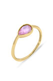 Pembe Taşlı Altın Sade Yüzük