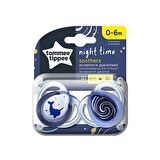 Tommee Tippee Night Time 2'li Ortodontik Silikon Emzik 0-6 Ay  Mavi