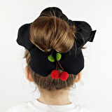 Woodycord El Yapımı Siyah Scrunchies Toka - Kiraz