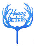 Happy Birthday Yazılı Pasta Süslemesi Kek Çubuğu Mavi Renk 13 cm (3984)