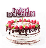 Pembe Renk İyiki Doğdun Yazılı Kürdan Süsü 2 Adet 8X8 cm (3984)