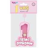 Pembe Renk Asmalı İyiki Doğdun Yazılı 1 Yaş Kız 3lü Süs Set (3984)