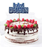 Mavi Renk İyiki Doğdun Yazılı Kürdan Süsü 2 Adet 8x8 cm (3984)