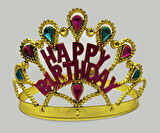 Altın Renk Happy Birthday Yazılı Doğum Günü Tacı 60 cm (3984)