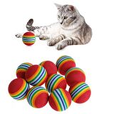 3lü Gökkuşağı Sünger Kedi Köpek Çiğneme Oyun Topu 4,2 cm (3984)